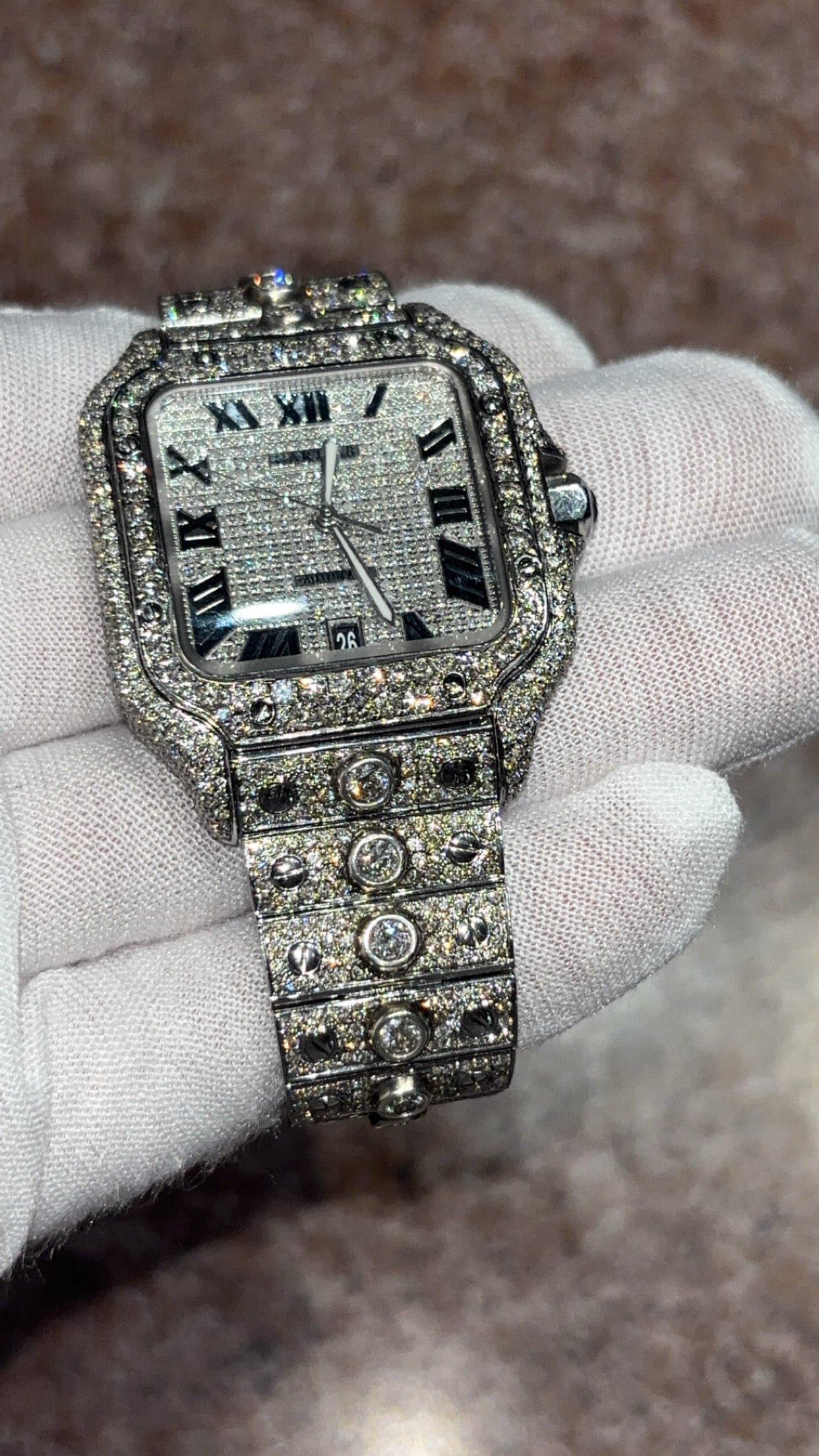 Cartier santos iced-out